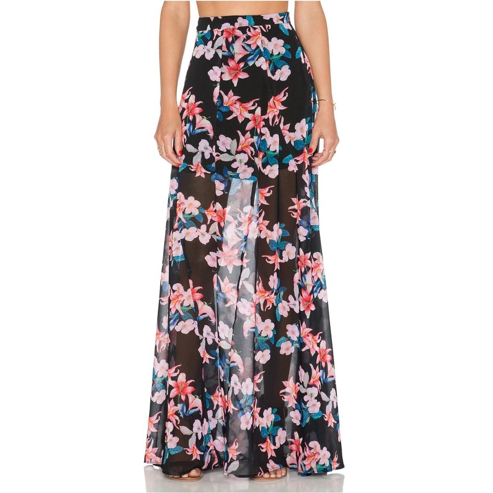 Show Me Your Mumu Princess Di Ballgown Skirt S Floral Sheer Maxi Y2K Tropical